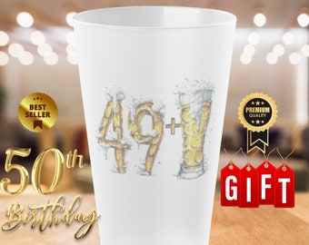 Funny 50th Birthday Frosted Pint Glass 16oz 49+1 Beer Mug Personalized 50th Birthday Gift Present Vintage 1974 Keepsake Group 50 Years Old