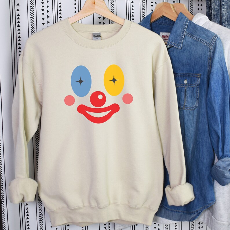 Clown Sweater Clown Sweatshirt Clowncore Clothing Halloween Shirt Kidcore Sweater Circus Joker Funny Koko Clown Cute Clown Gift Him Her image 9