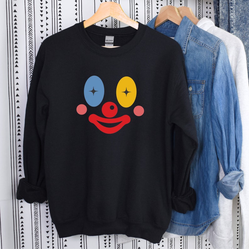 Clown Sweater Clown Sweatshirt Clowncore Clothing Halloween Shirt Kidcore Sweater Circus Joker Funny Koko Clown Cute Clown Gift Him Her image 3