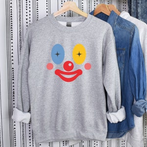 Clown Sweater Clown Sweatshirt Clowncore Clothing Halloween Shirt Kidcore Sweater Circus Joker Funny Koko Clown Cute Clown Gift Him Her image 6