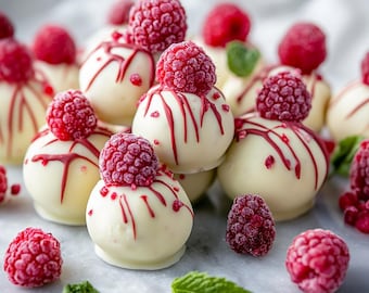 White Chocolate Raspberry Cheesecake Balls Recipe: No-Bake Dessert (PDF Digital Download)