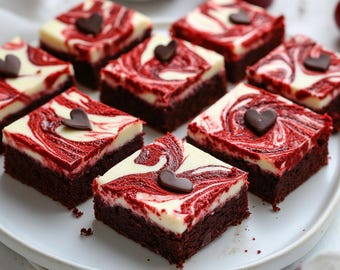 Red Velvet Brownie Cheesecake Bars Recipe: Swirled Holiday Treat (PDF Digital Download)