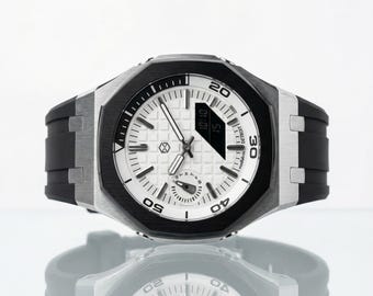 modlab company Bespoke Series Octagonal Modded Watch — Silver Rubber 42mm — MLC-314