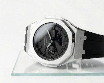 modlab company Classic Series Octagonal Modded Watch — Silver Rubber 42mm — MLC-102