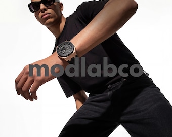 modlab company Classic Series Octagonal Modded Watch — Rose Gold Rubber 42mm — MLC-104