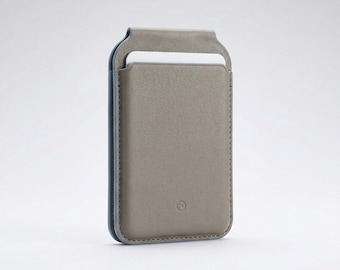 Personalized MagSafe Wallet, Brown Vegan Leather Card Holder, Engraved in Detroit