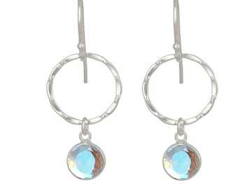 Handmade Angel Aura Quartz Dangle Earrings, 925 Sterling Silver