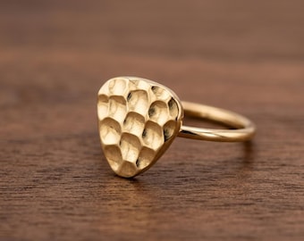 Hammered Gold Ring – 14K Plated Minimalist Statement Jewelry