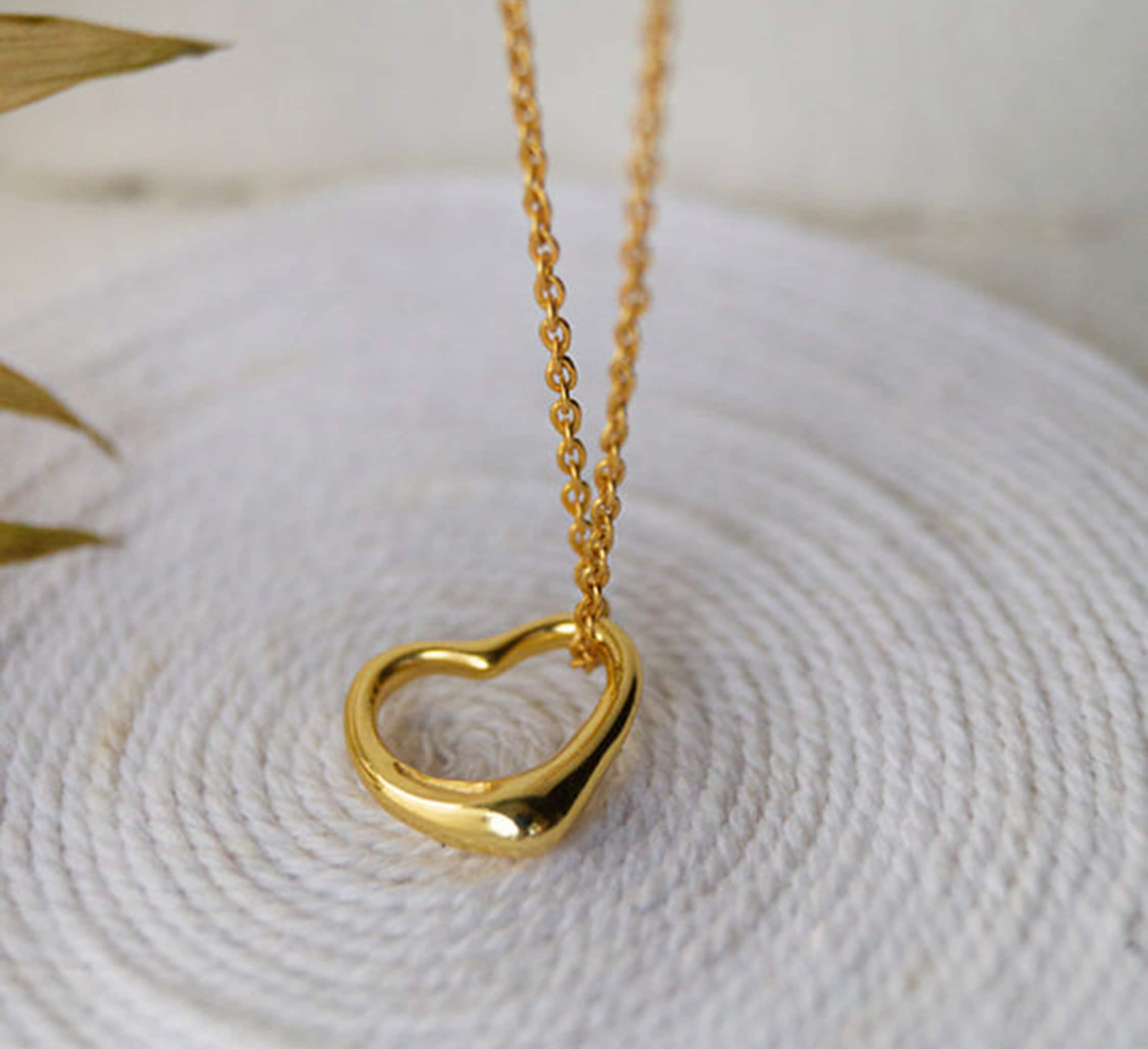 Floating Charm Necklace For Women 14k Yellow Gold Heart Slide