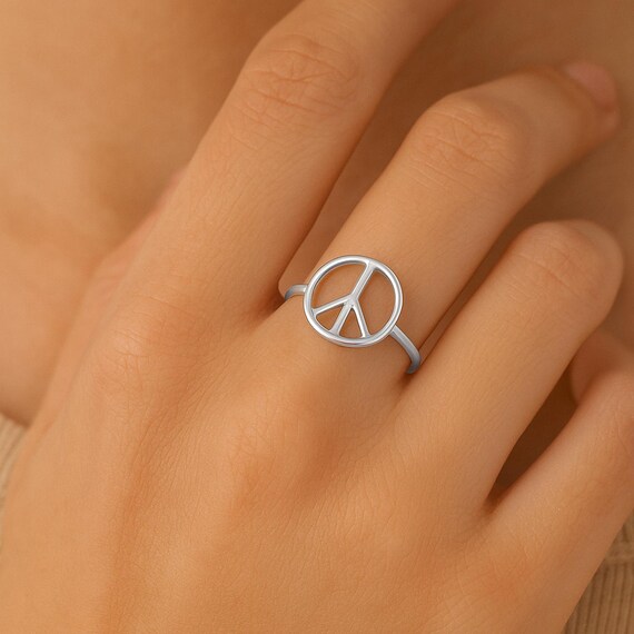 Handmade Peace Sign Ring: 925 Sterling Silver or Gold Filled - Etsy