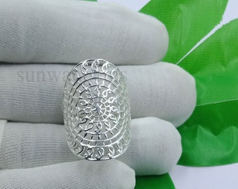Mandala Ring, 925 Sterling Silver Ring, Wedding Ring, Cocktail Ring, Stackable Ring, Handmade Ring, Solid Silver Ring, Mandala Jewelry