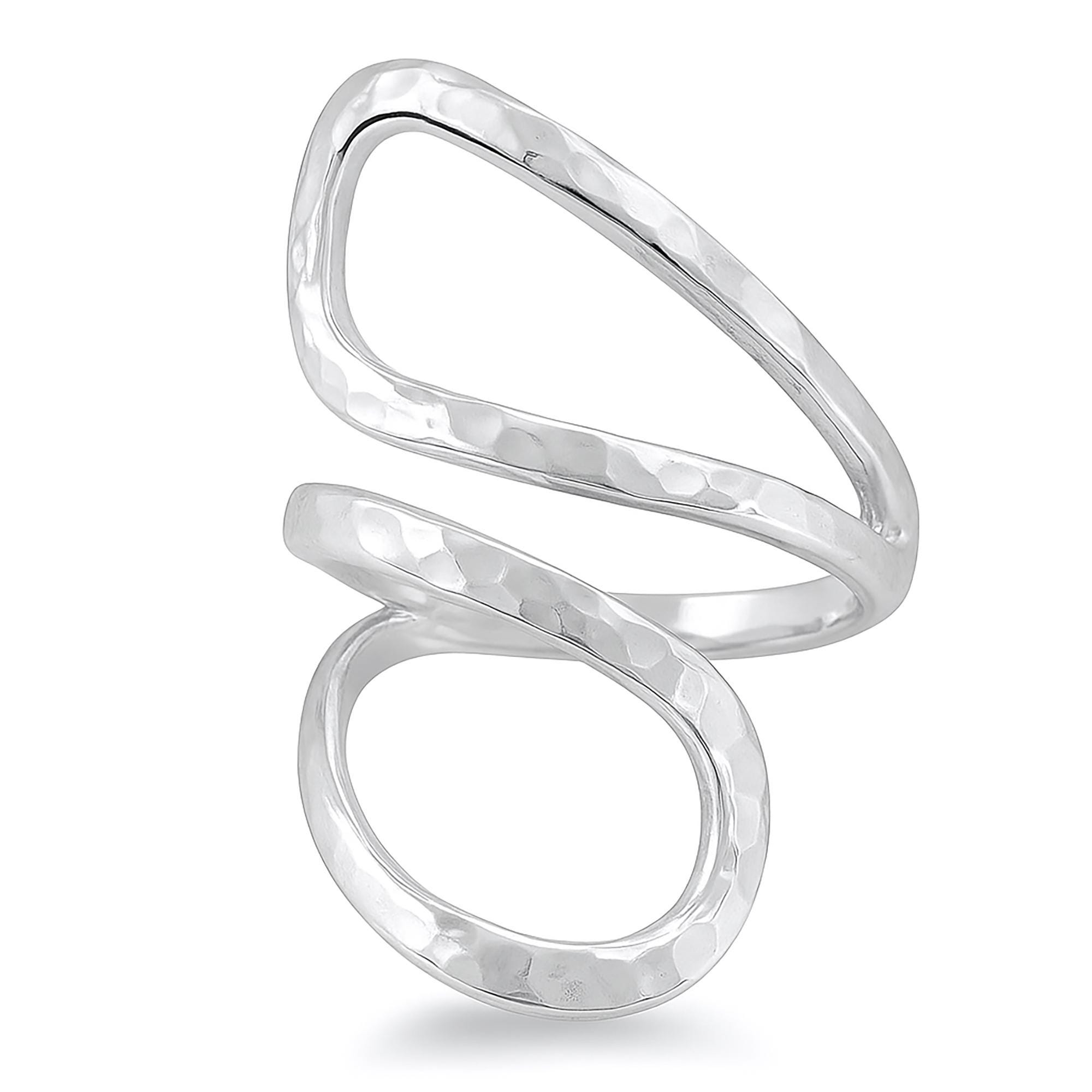 スワン スプリント リング – 槌目加工 925 スターリングシルバー 調節