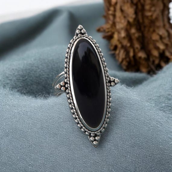 925 Sterling Silver Black Onyx Ring for Women, Long Oval Shape Statement Ring, Middle Finger Ring, Gift for Her - Etsy 925 Sterling Silver Black Onyx Ring for Women, Long Oval Shape Statement Ring, Middle Finger Ring, Gift for Her - Etsy