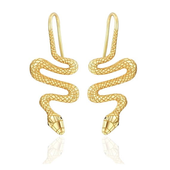 18k Gold Vermeil Snake Hoop Earrings: Gothic Animal Jewelry