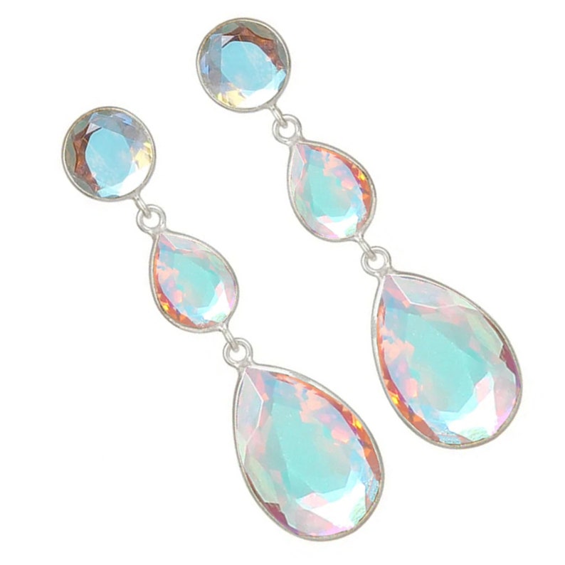 Angel Aura Quartz Earring , 925 Sterling Silver Earring , Handmade Earring , Dangle Earring , Natural Angel Aura Quartz Earring