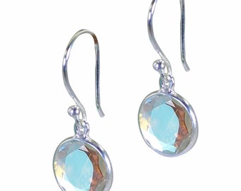 Handmade Angel Aura Quartz Dangle Earrings: 925 Sterling Silver
