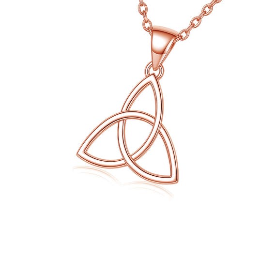 Collana Donna Argento 925 Placcato Oro, Ciondolo Nodo Celtico Con Zircone, Catena 45 Cm