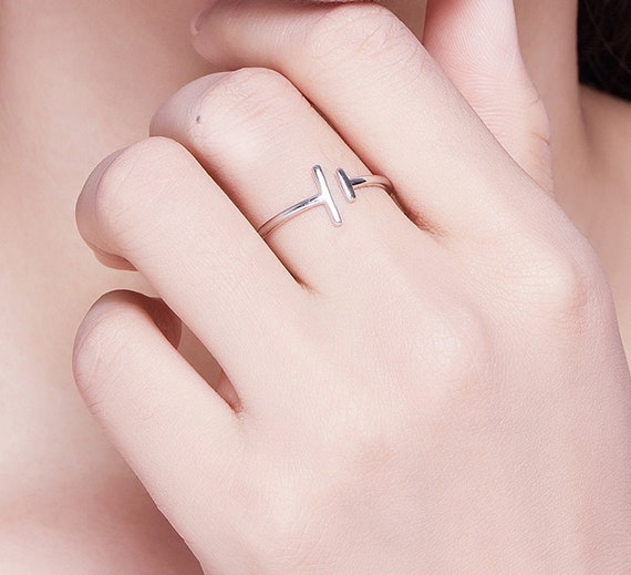 Adjustable Open Bar Ring in Sterling Silver T Ring Gold Double T Bar Ring Dainty Parallel T Ring Women Mother s Day Gift Christmas Gift Etsy Canada