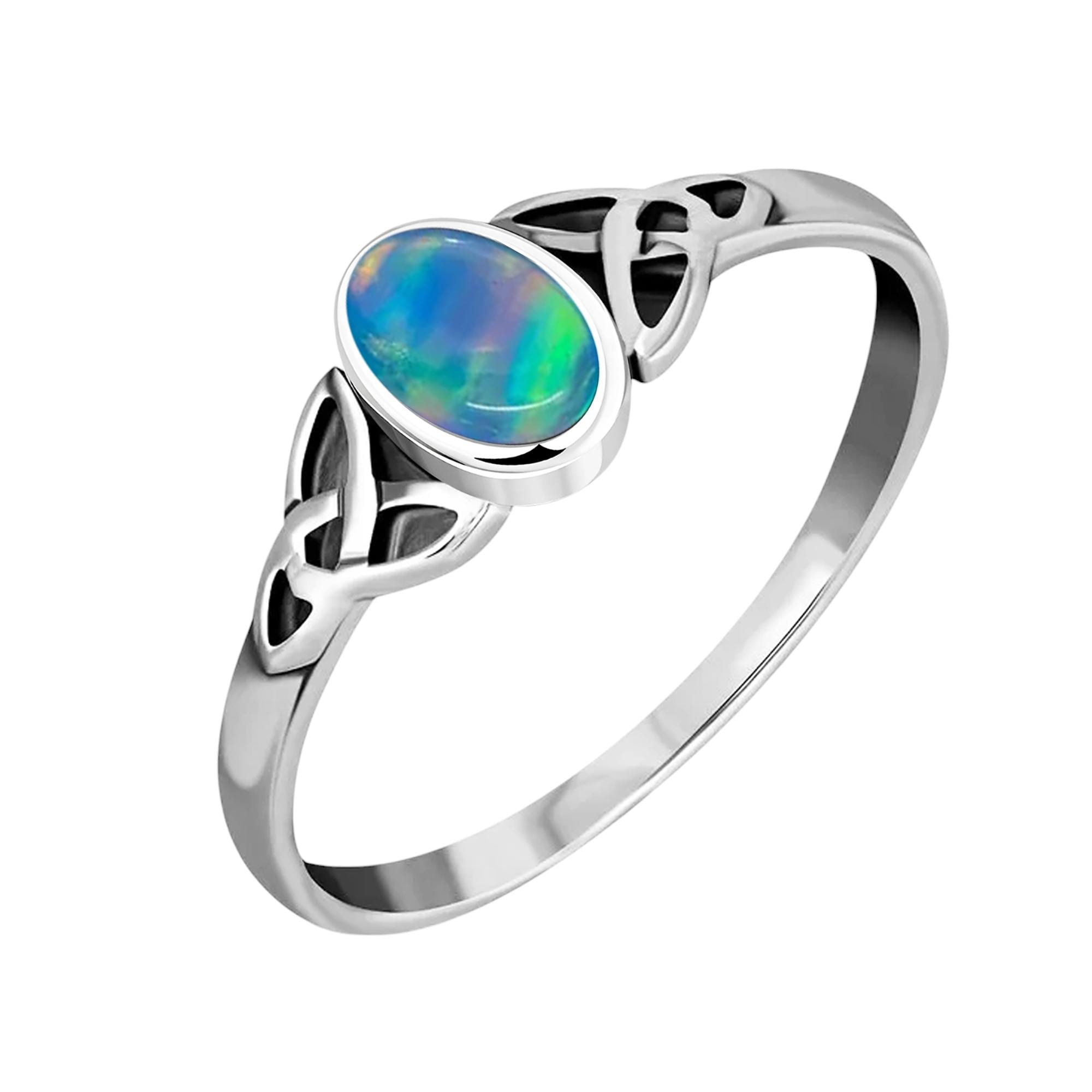 Sterling Silver Celtic Knot Ring: Oval Birthstone Solitaire