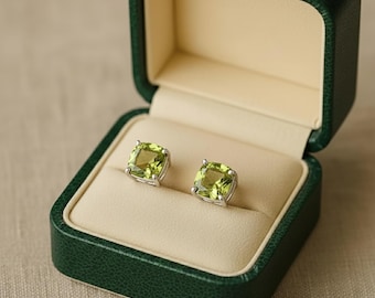 Peridot Stud Earrings – Elegant Green Gemstone Jewelry in 925 Sterling Silver