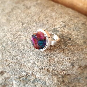 Kingman Pink Oyster Turquoise Ring: Handmade Sterling Silver