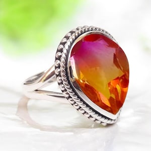 Handmade Ametrine Ring: 925 Sterling Silver Gemstone Boho Ring