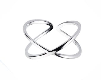 Sterling Silver Criss Cross Ring: Statement X Ring