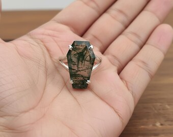 Moss Agate Sterling Silver Ring – Natural Stone Jewelry