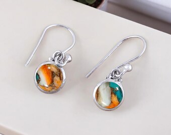 Oyster Koppar Turkos Sterling Silver Örhängen: Handgjorda Boho Smycken