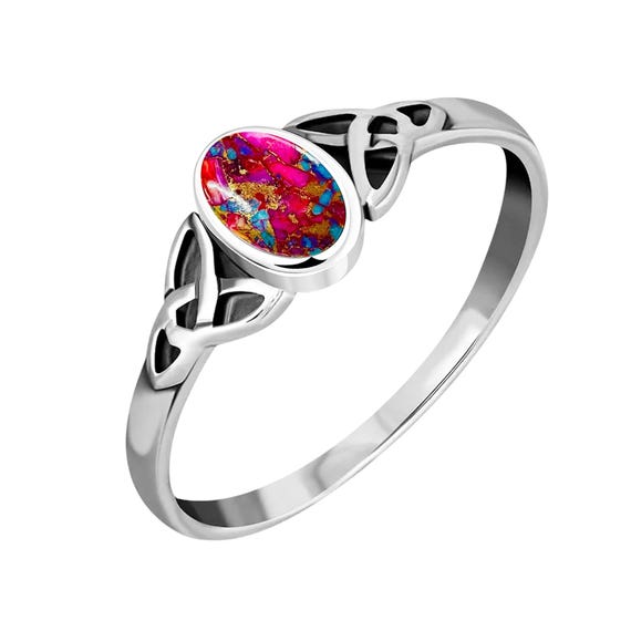 Sterling Silver Celtic Trinity Knot Birthstone Ring: Irish Jewelry