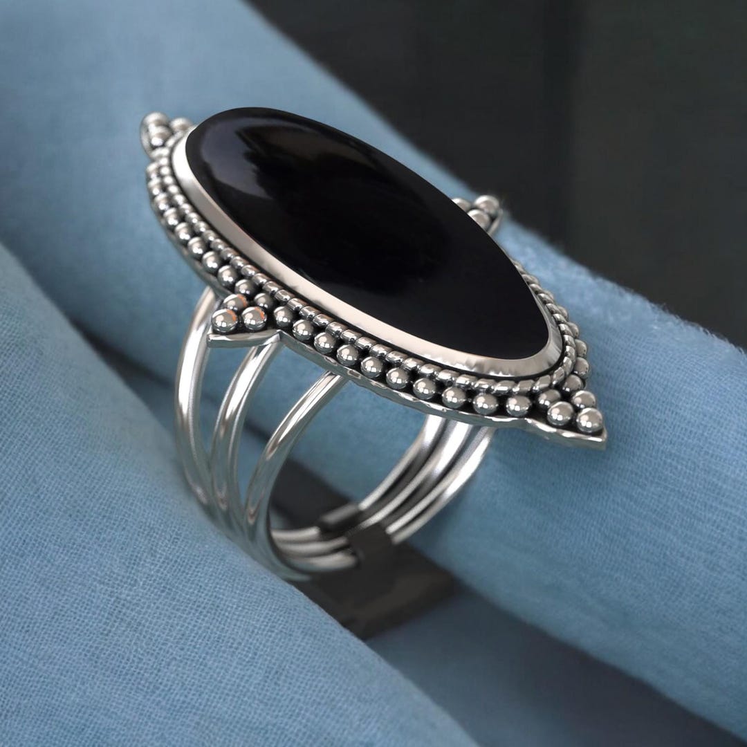 925 Sterling Silver Black Onyx Ring for Women, Long Oval Shape Statement Ring, Middle Finger Ring, Gift for Her - Etsy 925 Sterling Silver Black Onyx Ring for Women, Long Oval Shape Statement Ring, Middle Finger Ring, Gift for Her - Etsy