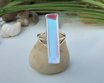 Anello in argento sterling 925 con quarzo Angel Aura: pietra preziosa in stile boho