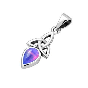 Collar con colgante de nudo celta en plata de ley 925, delicado colgante con piedra preciosa y nudo de la Trinidad, collar irlandés para mujer.