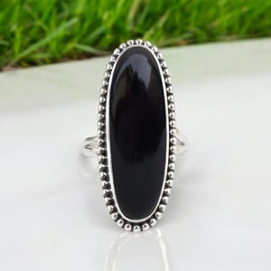 Black Onyx Statement Ring: Handmade 925 Sterling Silver Boho Jewelry