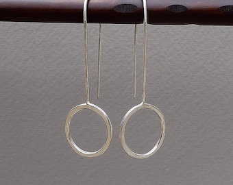 Minimalistische Sterling Silber Kreis Ohrringe: Moderner geometrischer Schmuck
