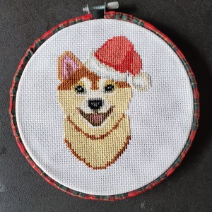 Christmas Pups Cross Stitch - Akita Inu