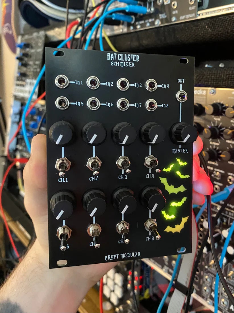 Krypt Modular | Bat Cluster - 18HP 8 Channel Mixer Module | Eurorack Modular Synth - Fully Assembled