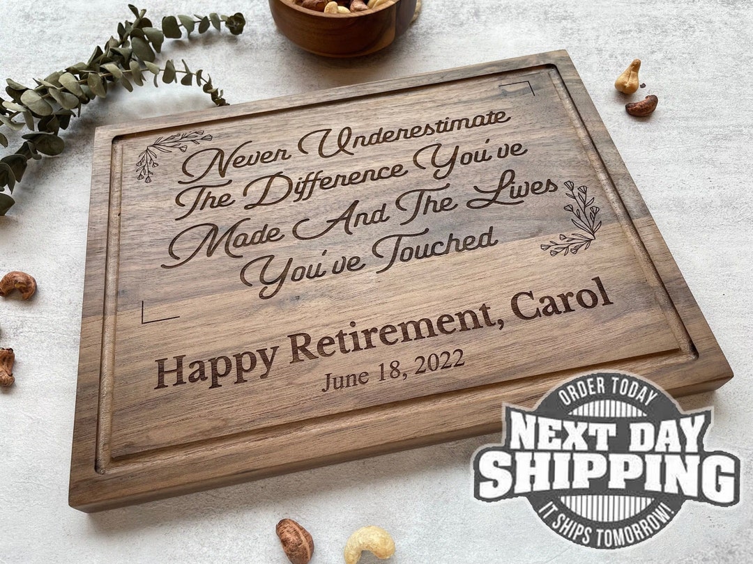 Personalized Retirement Cutting Board Happy Retirement at Etsy