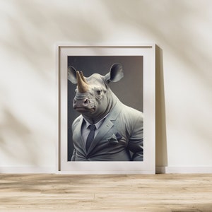 Animal Digital Print - Rhino Dressed In Suit