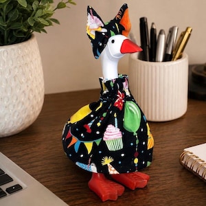 Handmade 7-Inch Desk Goose Birthday Outfit, Dress and Bow Set