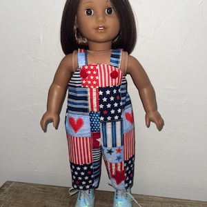 Patriotic Overalls, 18 inch dolls, American Girl Dolls