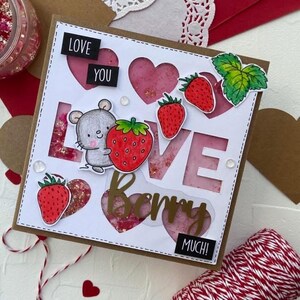 Love you berry much handmade card Love you gift for her handmade gift for him handmade greeting card unique handmade shaker card