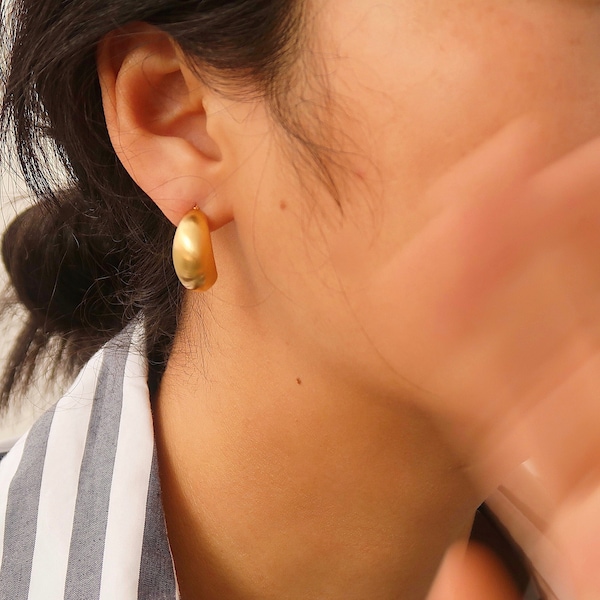 Matte Gold Earrings Etsy