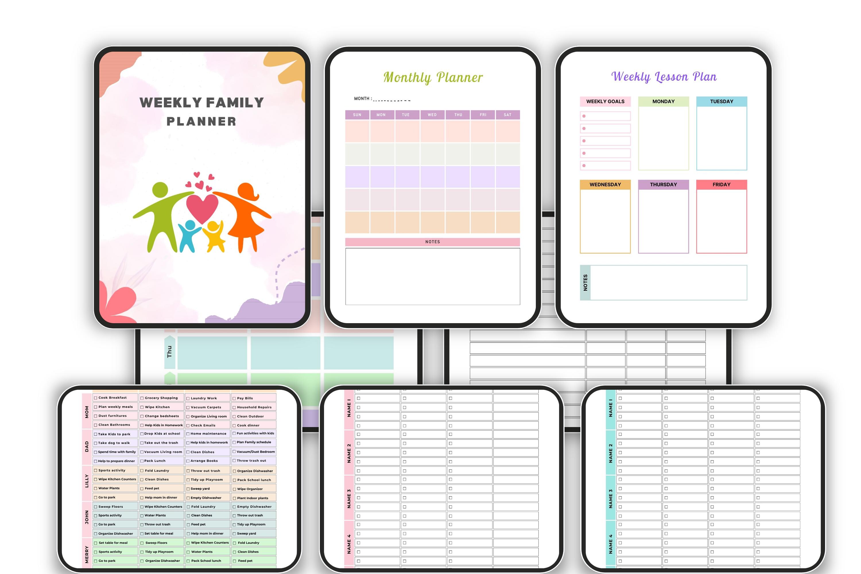 Weekly Family Planner Printable | Family Organizer, Meal Planner, Chore ...