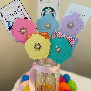 Flower Gift Card Bouquet/ Easter Gift Card/ Easter Bunny/ Personalized Gift/ Mother’s Day Gift/ Teacher Appreciation Gift/ Birthday Gift