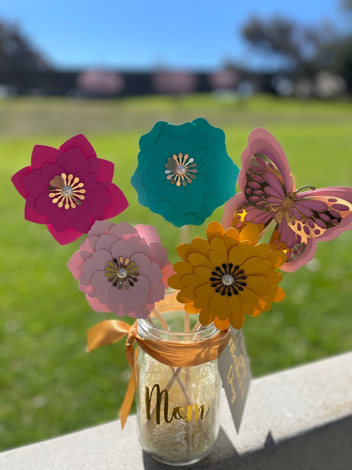 Flower Gift Card Bouquet/ Flower Gift Card/ Personalized Gift/ Mothers Day Gift/ Teacher