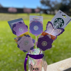 Custom Holographic Mom Name Jar Gifts, Everlasting Paper Flowers Butterfly Bouquet for Mother, Moms Birthday Personalized Gift Inexpensive