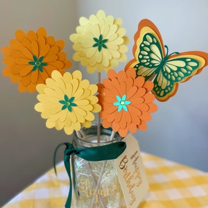 Benutzerdefinierte Name Glas Bouquet Geschenk, Papierblumen Bouquet in personalisierte Named Glas, Karte mit Blumen Geschenke, Nachdenkliche Geschenke Eltern Geburtstag