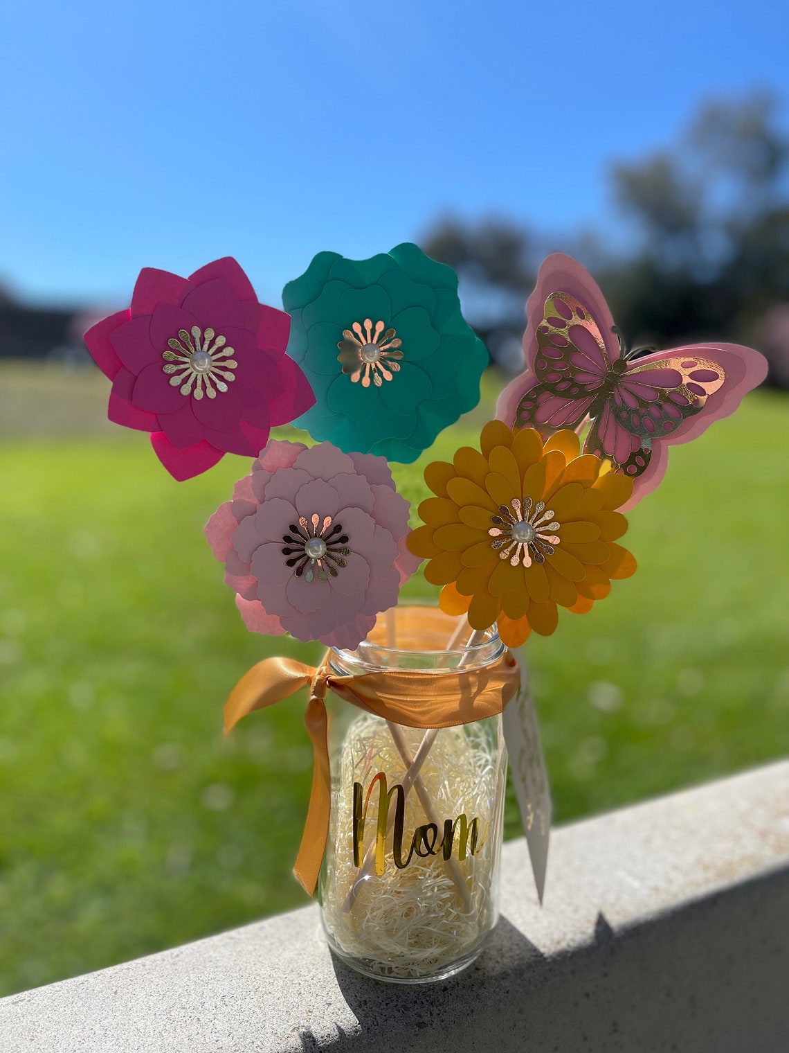 Flower Gift Card Bouquet/ Flower Gift Card/ Personalized Gift/ Mothers Day Gift/ Teacher