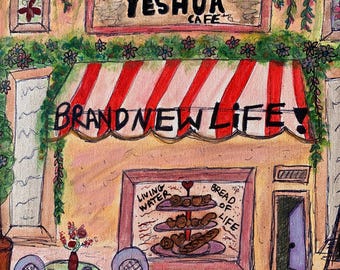 Yeshua Cafe Original Painting | Christian Prophetic | Watercolour Art